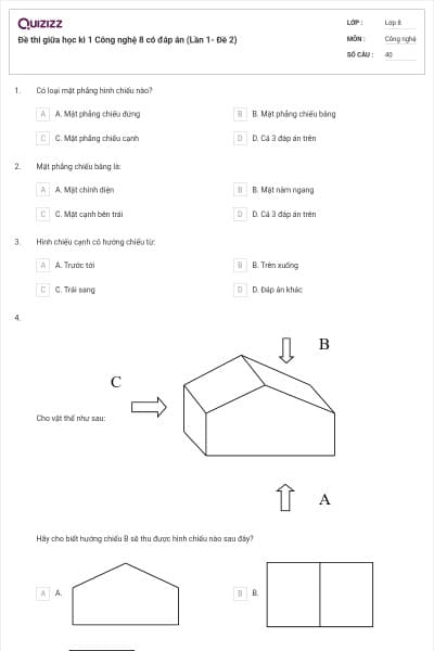 Đề thi giữa học kì 1 Công nghệ 8 có đáp án (Lần 1- Đề 2)