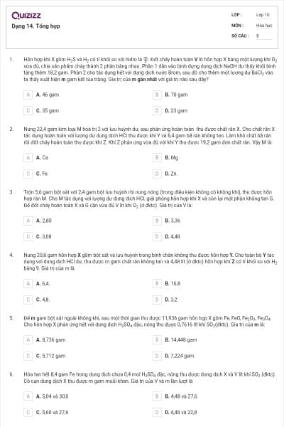 Dạng 14. Tổng hợp