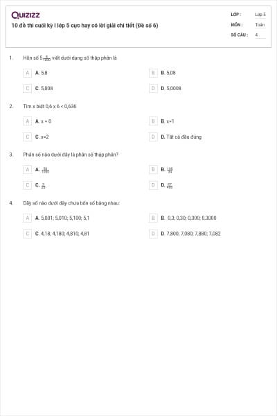10 đề thi cuối kỳ I lớp 5 cực hay có lời giải chi tiết (Đề số 6)