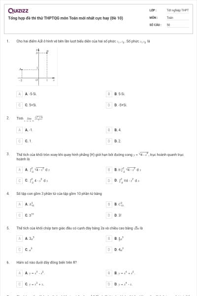 Tổng hợp đề thi thử THPTQG môn Toán mới nhất cực hay (Đề 10)