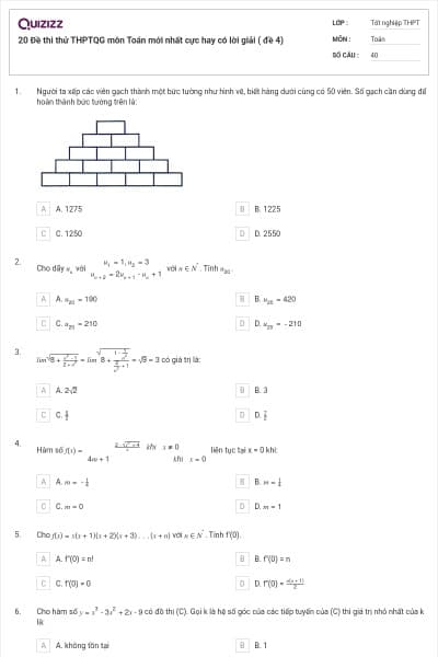 20 Đề thi thử THPTQG môn Toán mới nhất cực hay có lời giải ( đề 4)