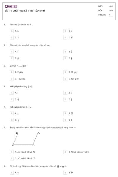 ĐỀ THI CUỐI HỌC KỲ II TH TRẦN PHÚ