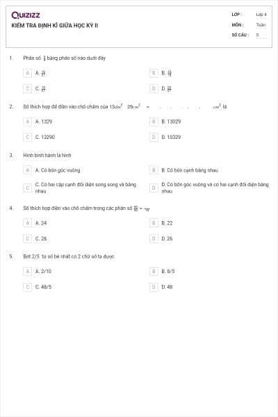 KIỂM TRA ĐỊNH KÌ GIỮA HỌC KỲ II