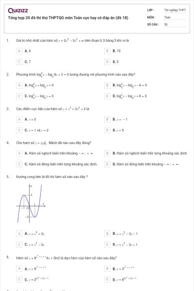 Tổng hợp 20 đề thi thử THPTQG môn Toán cực hay có đáp án (đề 18)