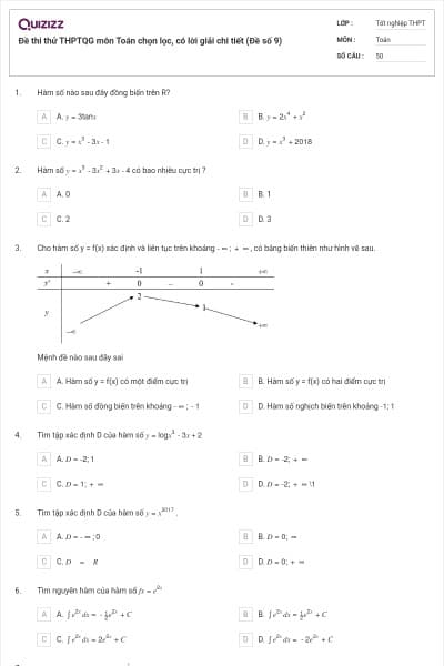 Đề thi thử THPTQG môn Toán chọn lọc, có lời giải chi tiết (Đề số 9)