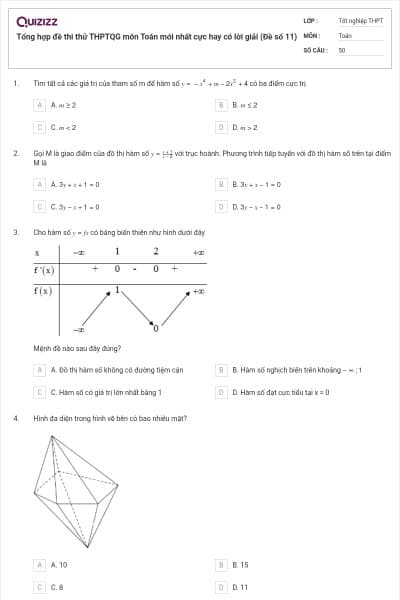 Tổng hợp đề thi thử THPTQG môn Toán mới nhất cực hay có lời giải (Đề số 11)