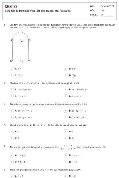 Tổng hợp đề thi thptqg môn Toán cực hay mới nhất (Đề số 08)