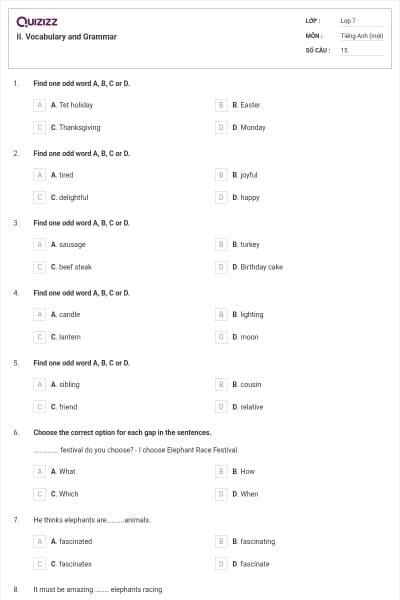II. Vocabulary and Grammar