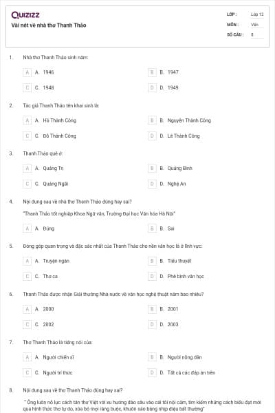 Vài nét về nhà thơ Thanh Thảo