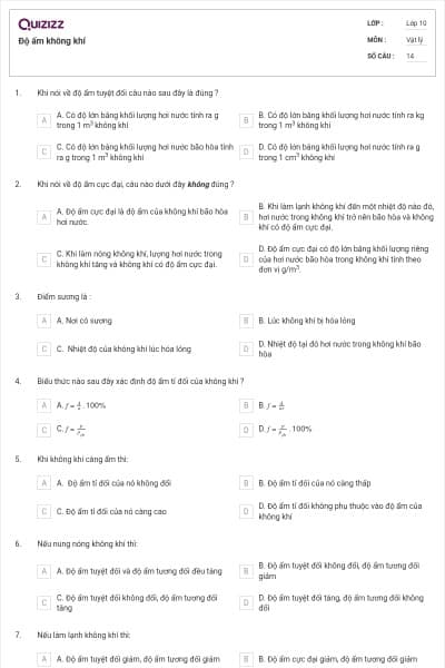 Độ ẩm không khí