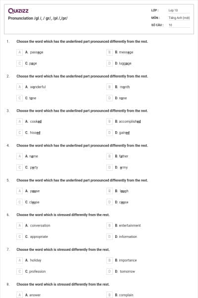 Pronunciation /gl /, / gr/, /pl /,/pr/