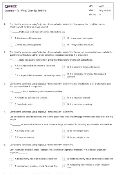 Grammar - To - V Sau Danh Từ/ Tính Từ