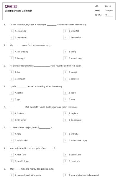 Vocabulary and Grammar