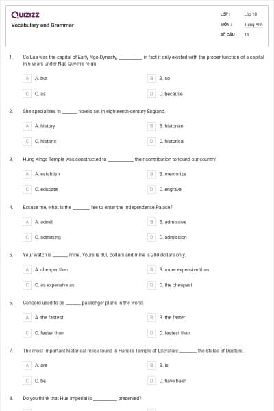 Vocabulary and Grammar
