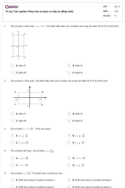 10 câu Trắc nghiệm Phép chia số phức có đáp án (Nhận biết)