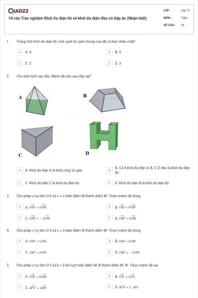 18 câu Trắc nghiệm Khối đa diện lồi và khối đa diện đều có đáp án (Nhận biết)