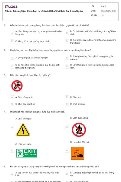 10 câu Trắc nghiệm Khoa học tự nhiên 6 Kết nối tri thức Bài 2 có đáp án