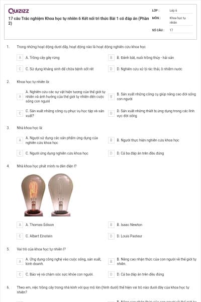 17 câu Trắc nghiệm Khoa học tự nhiên 6 Kết nối tri thức Bài 1 có đáp án (Phần 2)