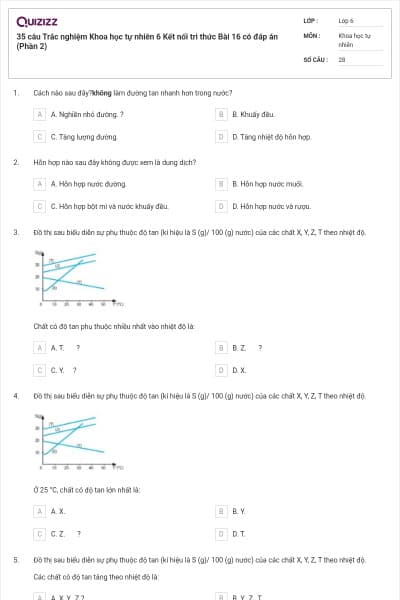 35 câu Trắc nghiệm Khoa học tự nhiên 6 Kết nối tri thức Bài 16 có đáp án (Phần 2)