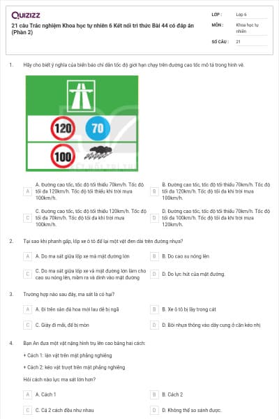 21 câu Trắc nghiệm Khoa học tự nhiên 6 Kết nối tri thức Bài 44 có đáp án (Phần 2)
