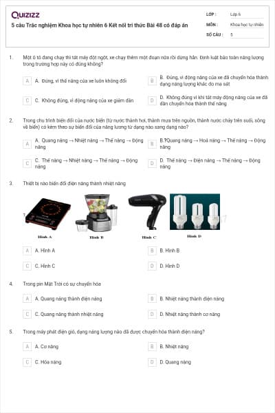 5 câu Trắc nghiệm Khoa học tự nhiên 6 Kết nối tri thức Bài 48 có đáp án
