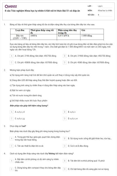 8 câu Trắc nghiệm Khoa học tự nhiên 6 Kết nối tri thức Bài 51 có đáp án