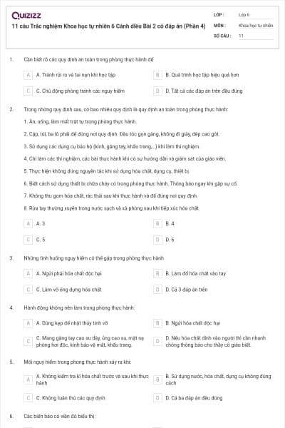 11 câu Trắc nghiệm Khoa học tự nhiên 6 Cánh diều Bài 2 có đáp án (Phần 4)
