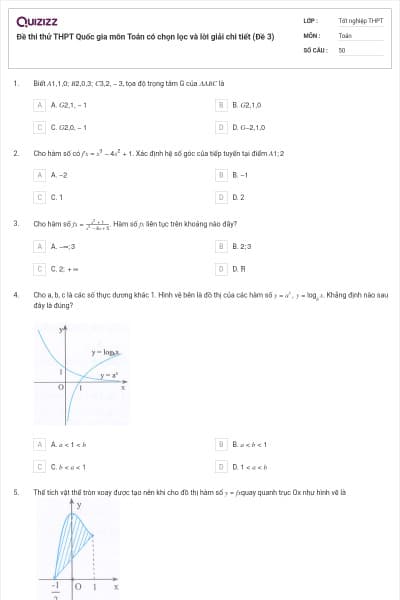 Đề thi thử THPT Quốc gia môn Toán có chọn lọc và lời giải chi tiết (Đề 3)