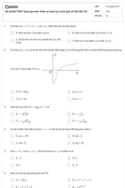 Đề thi thử THPT Quốc gia môn Toán có chọn lọc và lời giải chi tiết (Đề 10)