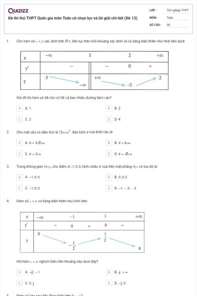 Đề thi thử THPT Quốc gia môn Toán có chọn lọc và lời giải chi tiết (Đề 13)