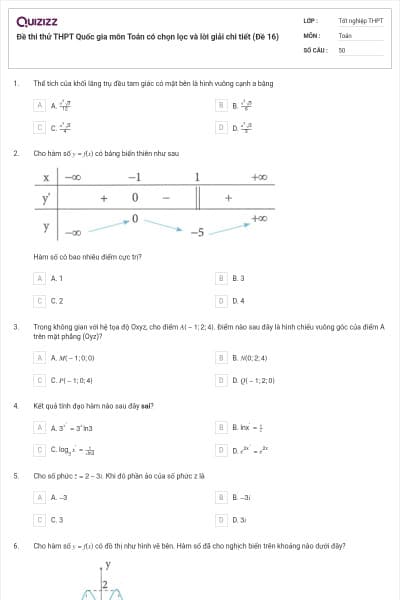 Đề thi thử THPT Quốc gia môn Toán có chọn lọc và lời giải chi tiết (Đề 16)