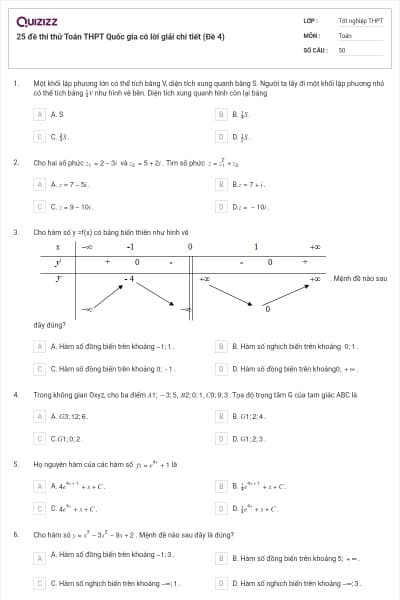 25 đề thi thử Toán THPT Quốc gia có lời giải chi tiết (Đề 4)