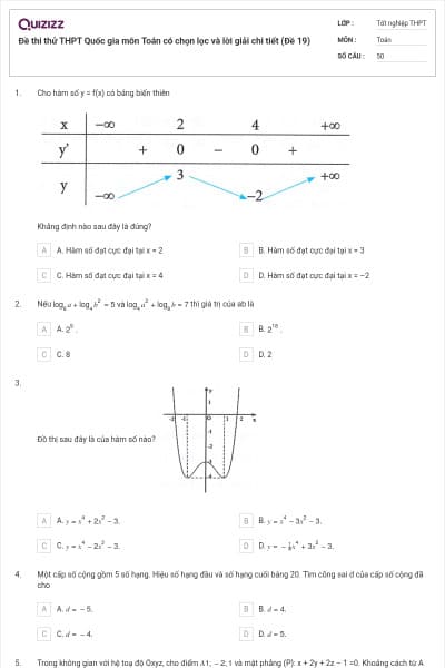 Đề thi thử THPT Quốc gia môn Toán có chọn lọc và lời giải chi tiết (Đề 19)