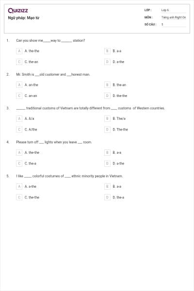 Ngữ pháp: Mạo từ