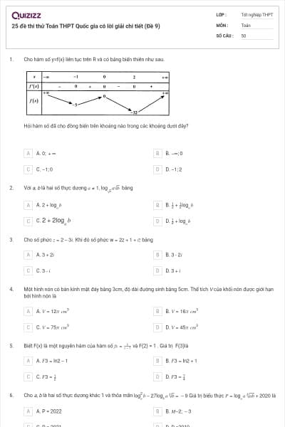 25 đề thi thử Toán THPT Quốc gia có lời giải chi tiết (Đề 9)
