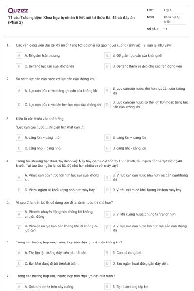 11 câu Trắc nghiệm Khoa học tự nhiên 6 Kết nối tri thức Bài 45 có đáp án (Phần 2)