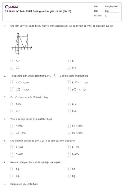 25 đề thi thử Toán THPT Quốc gia có lời giải chi tiết (Đề 16)