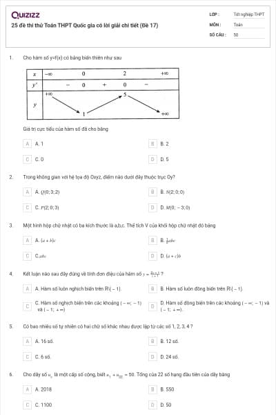 25 đề thi thử Toán THPT Quốc gia có lời giải chi tiết (Đề 17)