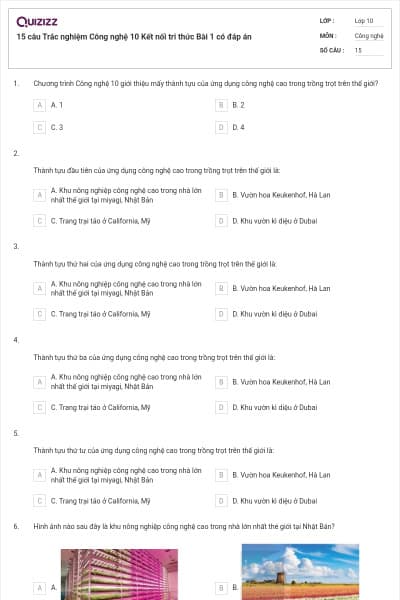 15 câu Trắc nghiệm Công nghệ 10 Kết nối tri thức Bài 1 có đáp án