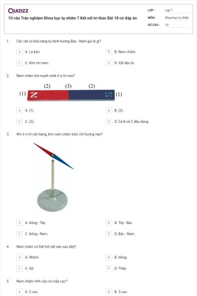 10 câu Trắc nghiệm Khoa học tự nhiên 7 Kết nối tri thức Bài 18 có đáp án