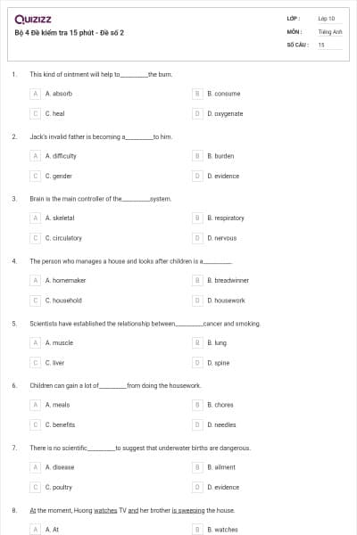 Bộ 4 Đề kiểm tra 15 phút - Đề số 2