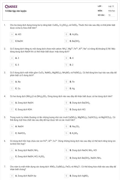 14 Bài tập rèn luyện