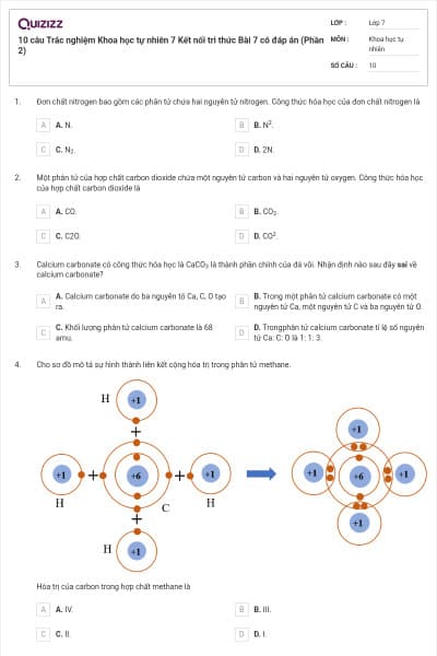 10 câu Trắc nghiệm Khoa học tự nhiên 7 Kết nối tri thức Bài 7 có đáp án (Phần 2)