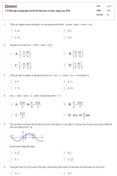 110 Bài tập Lượng giác từ đề thi Đại học cơ bản, nâng cao (P4)