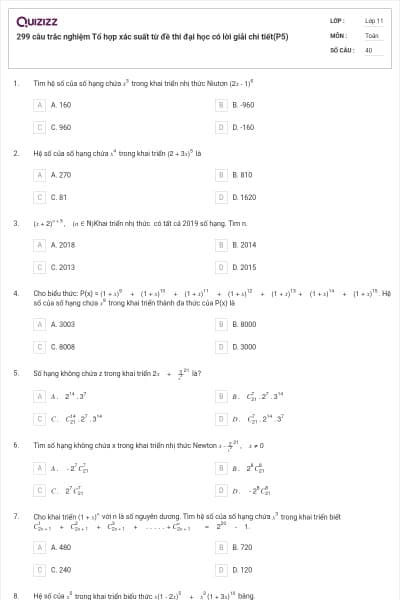 299 câu trắc nghiệm Tổ hợp xác suất từ đề thi đại học có lời giải chi tiết(P5)