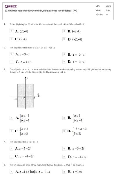 233 Bài trắc nghiệm số phức cơ bản, nâng cao cực hay có lời giải (P4)
