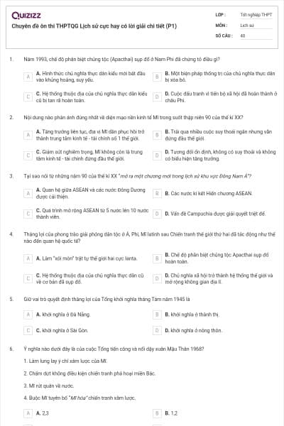 Chuyên đề ôn thi THPTQG Lịch sử cực hay có lời giải chi tiết (P1)