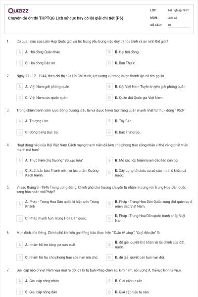 Chuyên đề ôn thi THPTQG Lịch sử cực hay có lời giải chi tiết (P6)