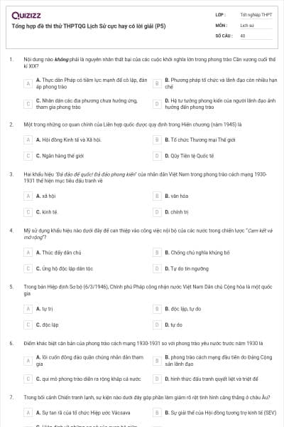 Tổng hợp đề thi thử THPTQG Lịch Sử cực hay có lời giải (P5)
