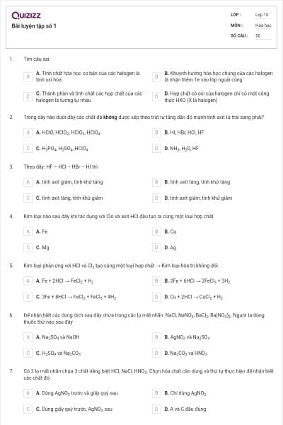 Bài luyện tập số 1
